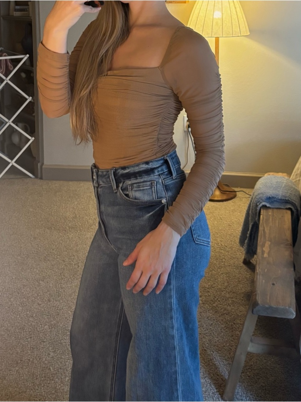 Brown Roushed Bodysuit - Picture 2 of 2